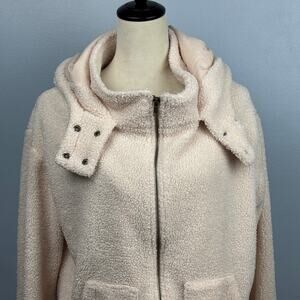 Anthropologie Porridge Gillian Sherpa Hoodie Jacket Coat Cream Cozy Large
